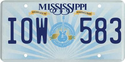 MS license plate IOW583