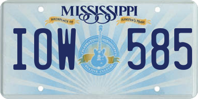 MS license plate IOW585