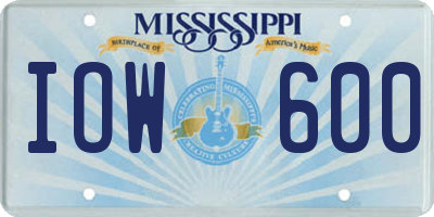 MS license plate IOW600