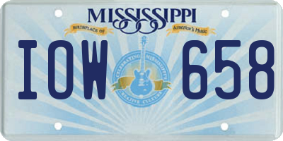 MS license plate IOW658