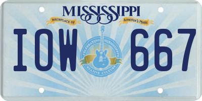 MS license plate IOW667