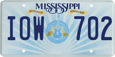 MS license plate IOW702