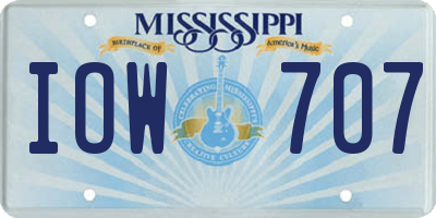 MS license plate IOW707