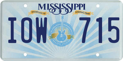 MS license plate IOW715