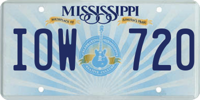 MS license plate IOW720