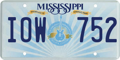 MS license plate IOW752