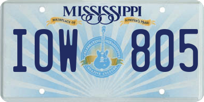 MS license plate IOW805