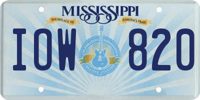 MS license plate IOW820