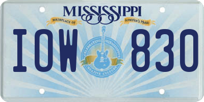 MS license plate IOW830