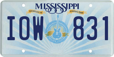 MS license plate IOW831