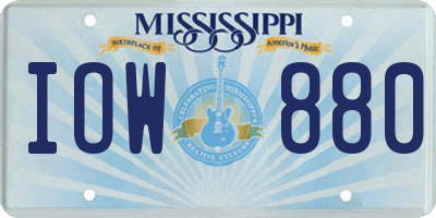MS license plate IOW880
