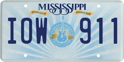 MS license plate IOW911