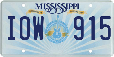 MS license plate IOW915
