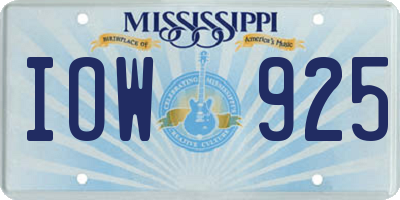 MS license plate IOW925