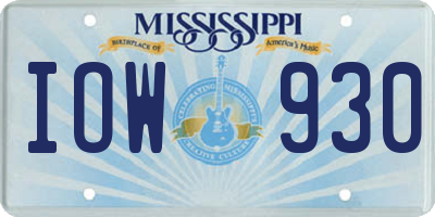 MS license plate IOW930