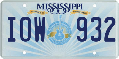MS license plate IOW932