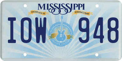 MS license plate IOW948
