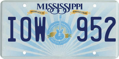MS license plate IOW952