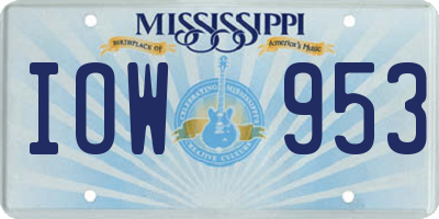 MS license plate IOW953