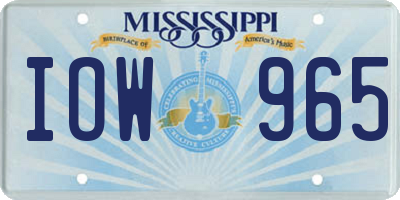 MS license plate IOW965