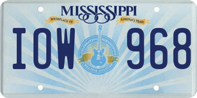 MS license plate IOW968