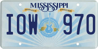 MS license plate IOW970