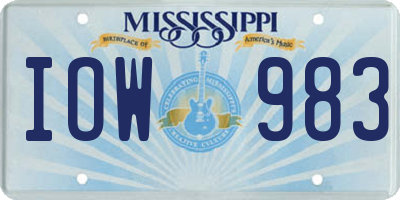 MS license plate IOW983
