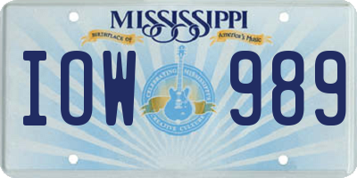 MS license plate IOW989