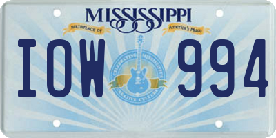 MS license plate IOW994