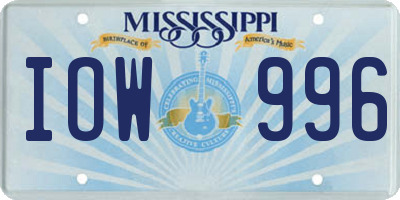MS license plate IOW996
