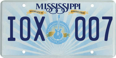 MS license plate IOX007