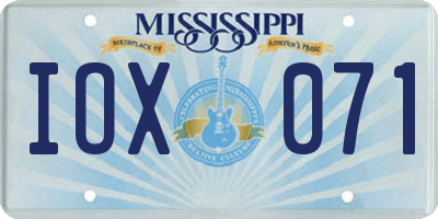 MS license plate IOX071