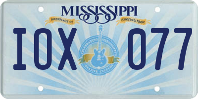 MS license plate IOX077