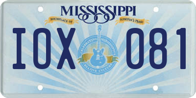 MS license plate IOX081