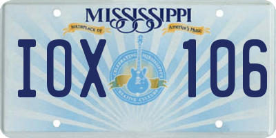 MS license plate IOX106