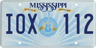 MS license plate IOX112