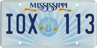 MS license plate IOX113