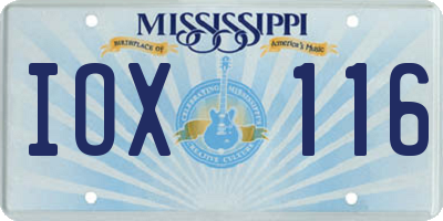 MS license plate IOX116