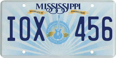 MS license plate IOX456