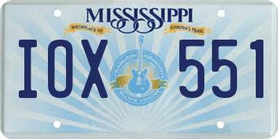 MS license plate IOX551