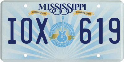 MS license plate IOX619