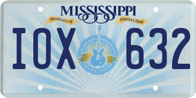 MS license plate IOX632