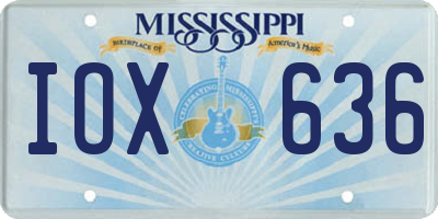 MS license plate IOX636