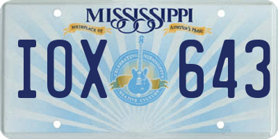 MS license plate IOX643