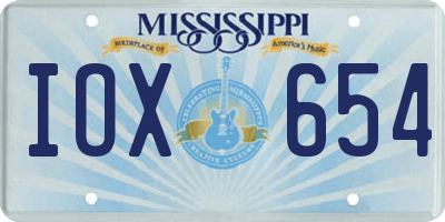 MS license plate IOX654