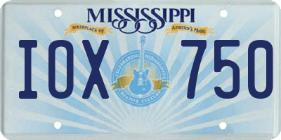 MS license plate IOX750