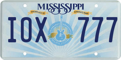 MS license plate IOX777