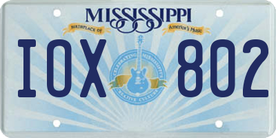 MS license plate IOX802