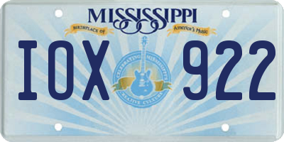 MS license plate IOX922