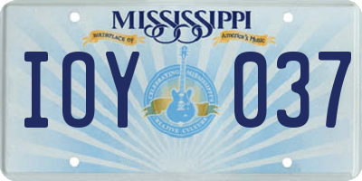 MS license plate IOY037